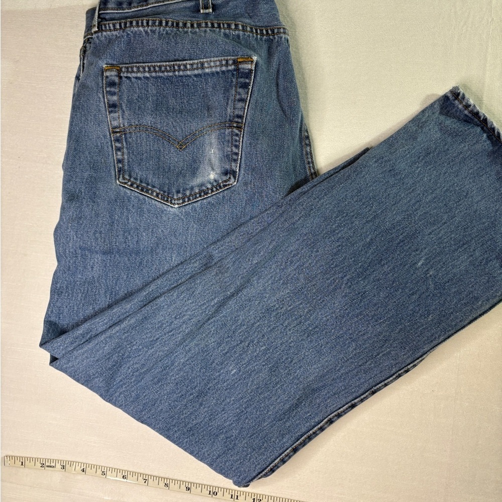 Levis 501 Jeans Mens 38x32 Blue Button Fly Straight Leg - Picture 4 of 9